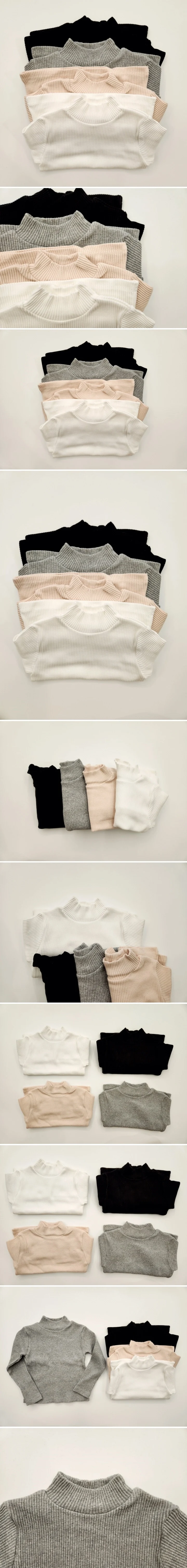 Ellykiki - Korean Children Fashion - #kidsshorts - Ribbed Turtleneck Tee