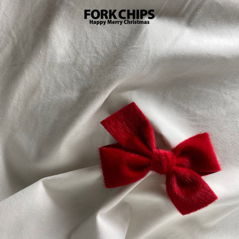 Fork Chips - Korean Children Fashion - #littlefashionista - White Ribbon Pin