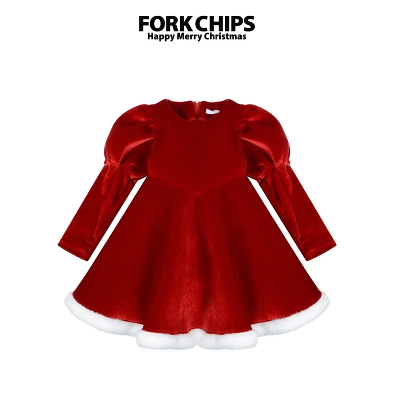 Fork Chips - Korean Children Fashion - #prettylittlegirls - Merry White One-piece