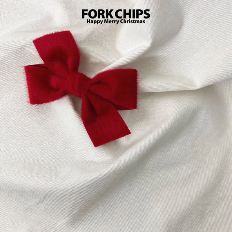 Fork Chips - Korean Children Fashion - #minifashionista - White Ribbon Pin - 4