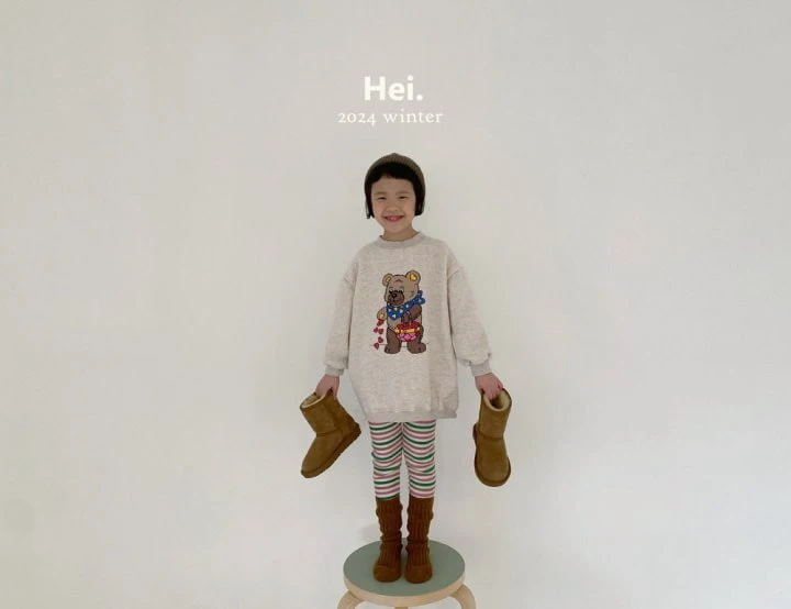 Hei - Korean Baby Fashion - #babygirlfashion - Heart Bear Long Tee - 2