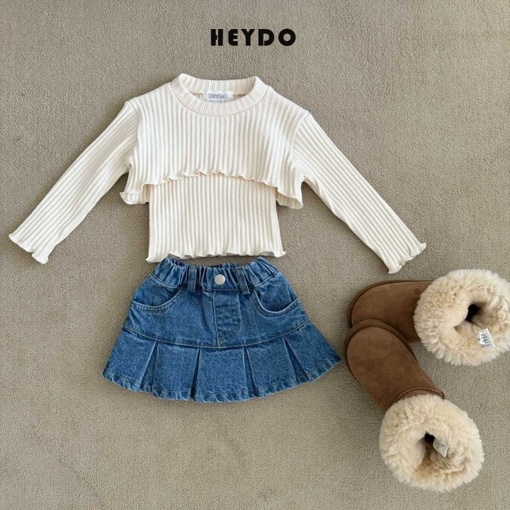 Heydo - Korean Children Fashion - #kidsshorts - Denim Pleated Skirt - 7