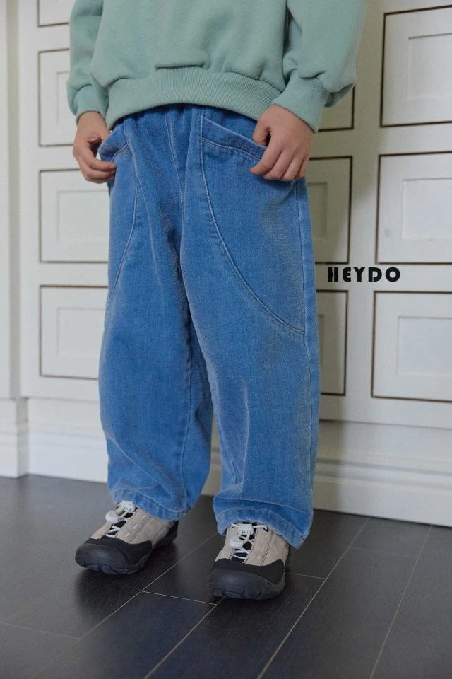 Heydo - Korean Children Fashion - #kidzfashiontrend - Velvet Wide Denim Pants - 3