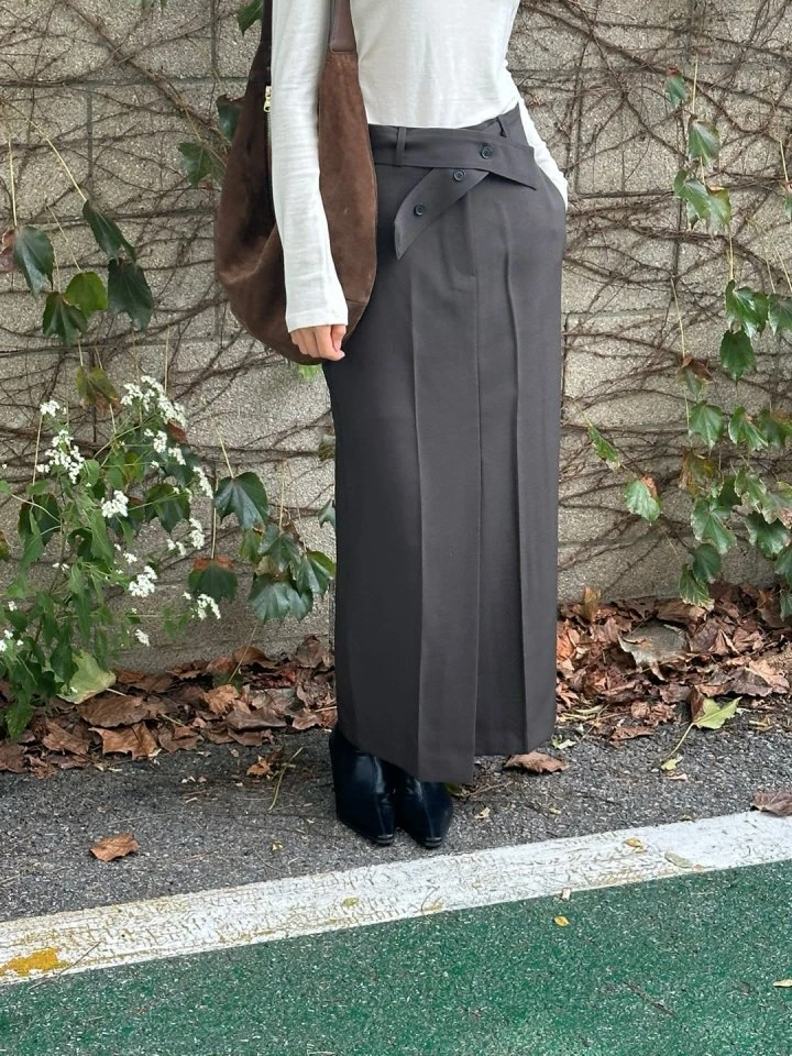 Hue - Korean Women Fashion - #momslook - Belt Slit Skirt - 2