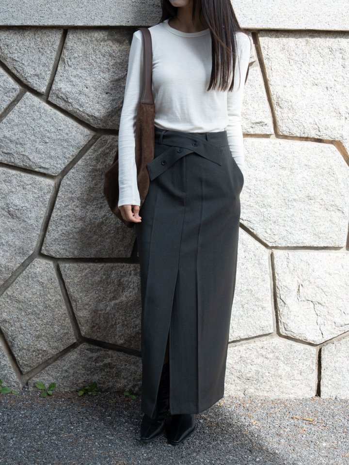 Hue - Korean Women Fashion - #womensfashion - Belt Slit Skirt - 5