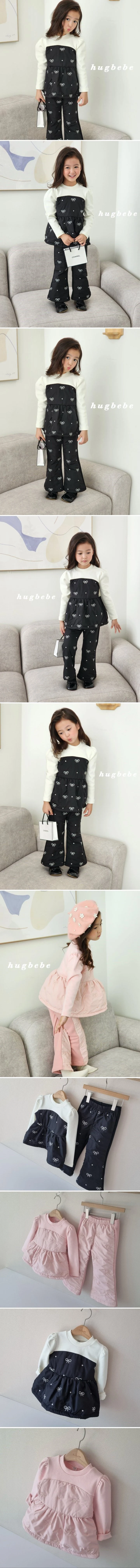 Hug Bebe - Korean Children Fashion - #prettylittlegirls - Ribbon Embroidery Flare Top Bottom Set