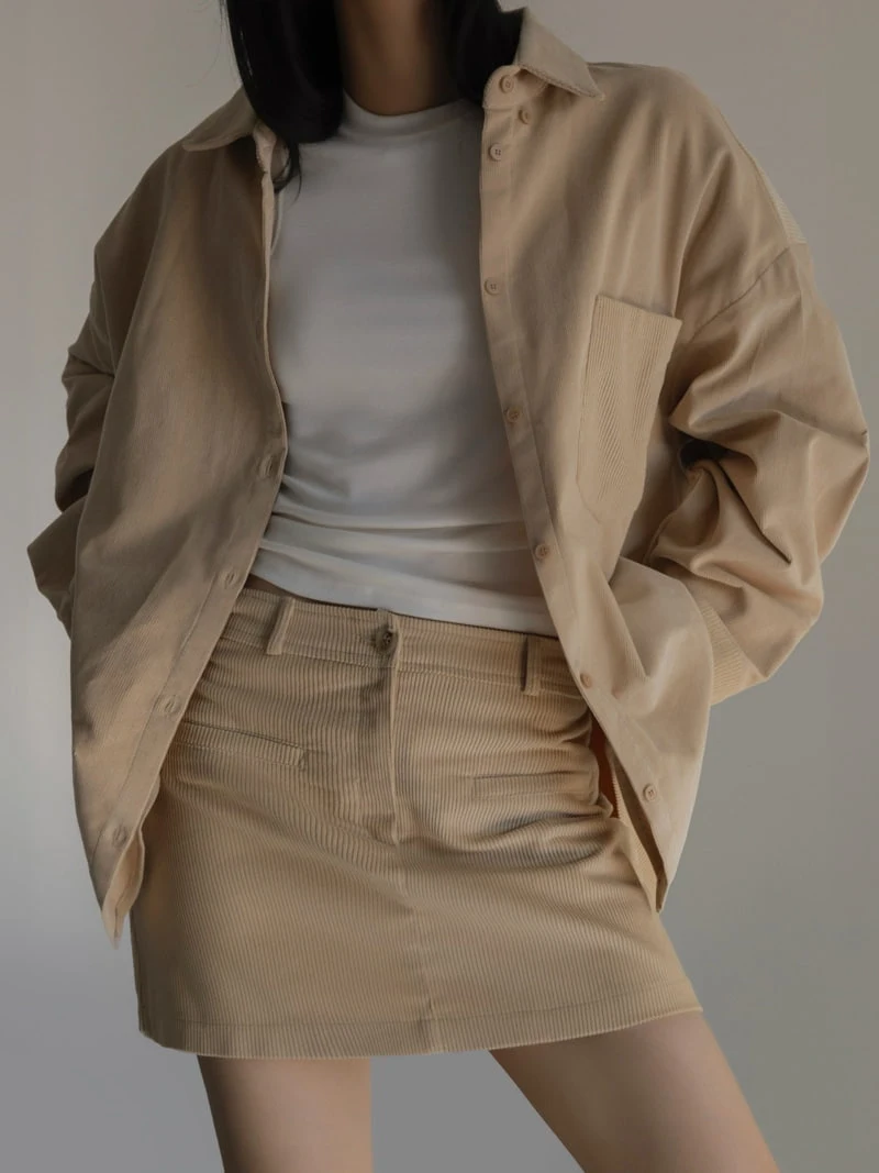 Inssense - Korean Women Fashion - #momslook - Oversized Corduroy Shirt - 11