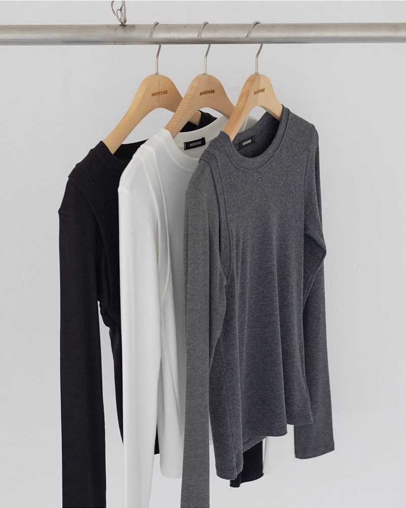 Inssense - Korean Women Fashion - #momslook - Wool Tensel Layered Tee - 3