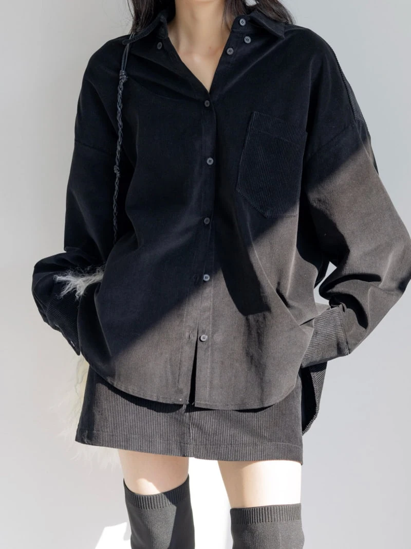 Inssense - Korean Women Fashion - #momslook - Oversized Corduroy Shirt - 4