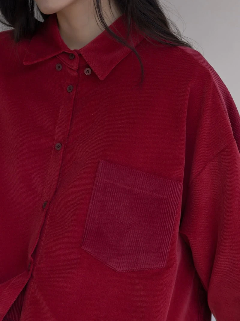 Inssense - Korean Women Fashion - #womensfashion - Oversized Corduroy Shirt - 8