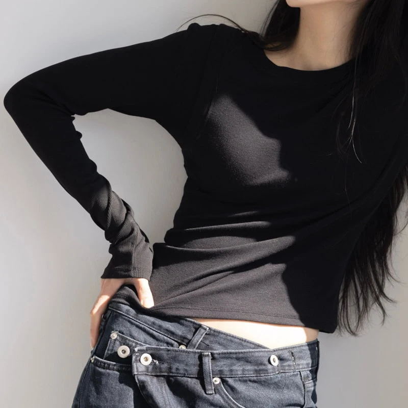 Inssense - Korean Women Fashion - #womensfashion - Wool Tensel Layered Tee - 12