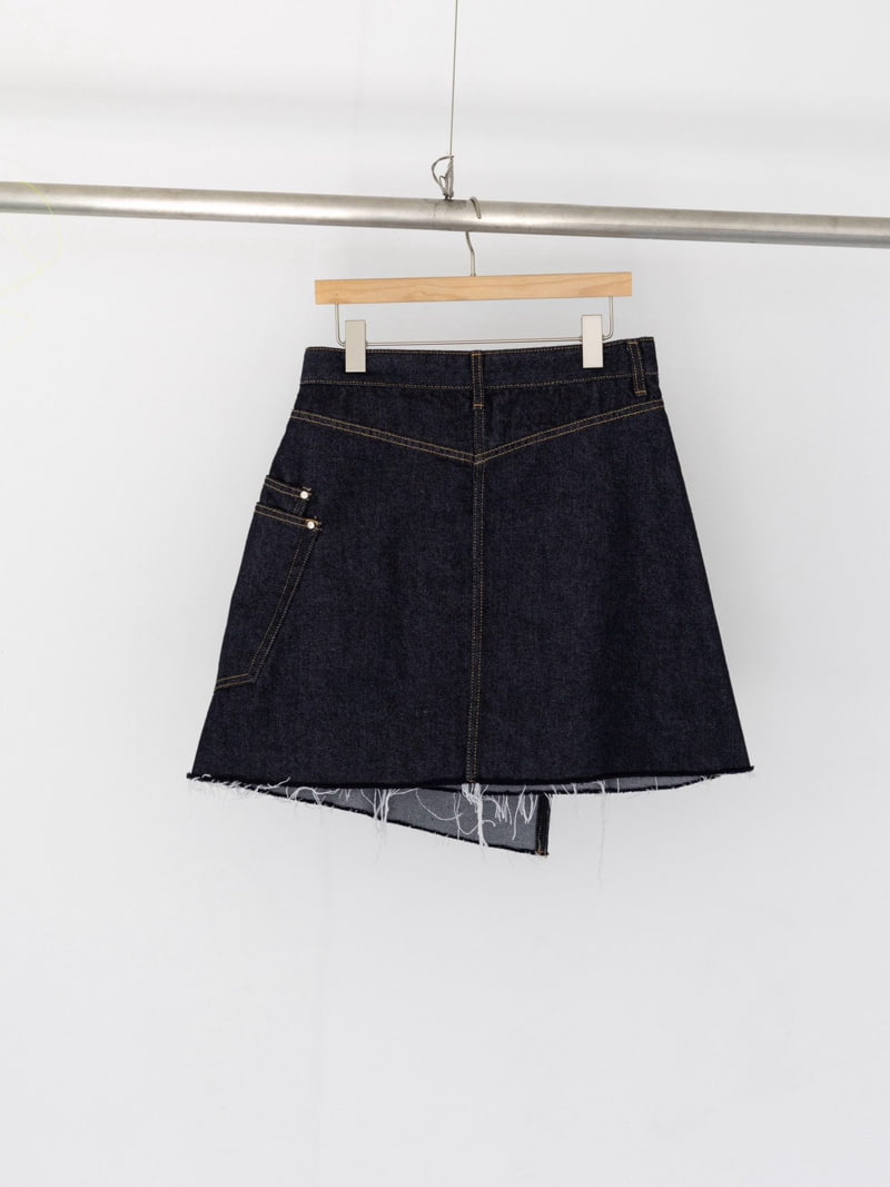 Inssense - Korean Women Fashion - #womensfashion - Unbalance Wrap Pocket Mini Denim Skirt - 5