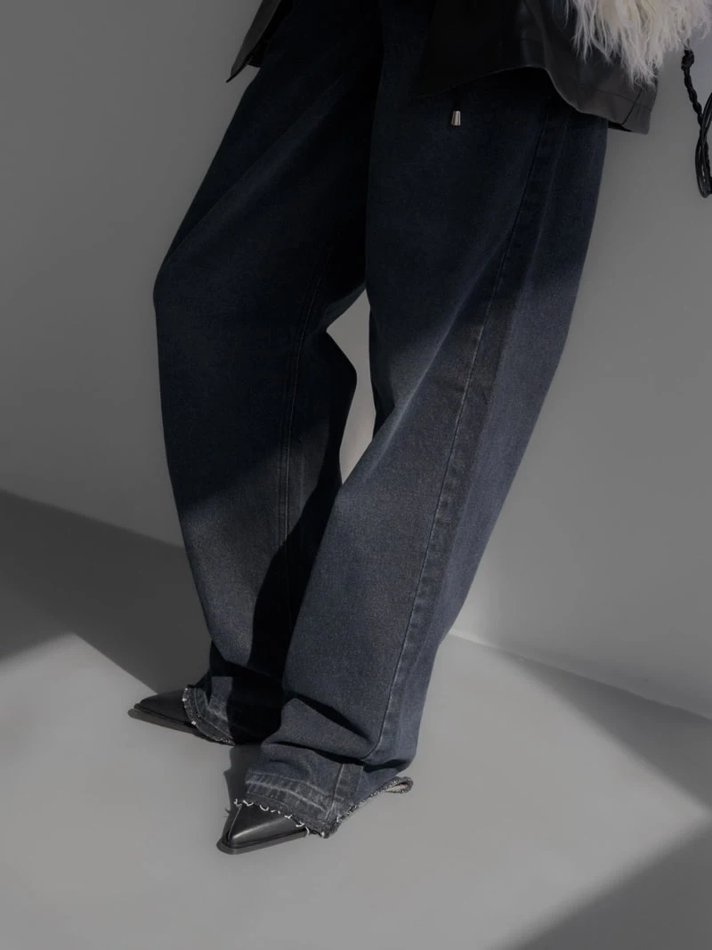 Inssense - Korean Women Fashion - #womensfashion - Unbalance Wrap Wide Denim Pants