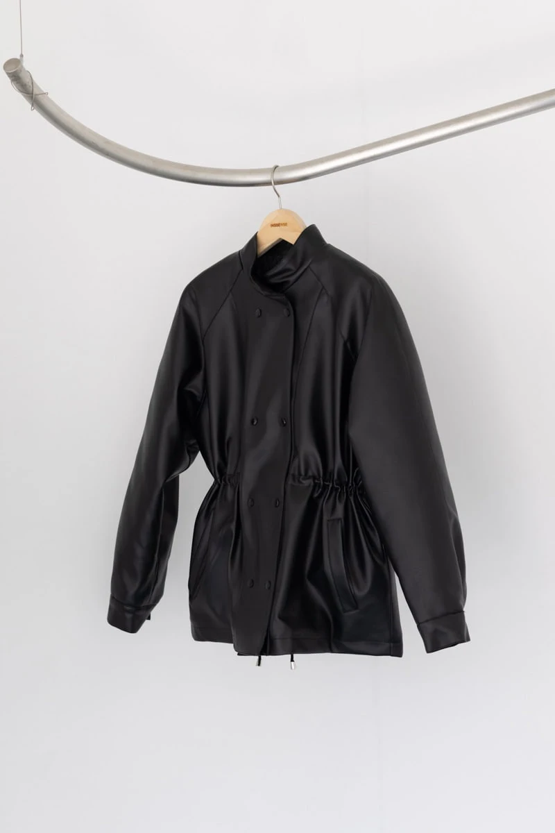 Inssense - Korean Women Fashion - #womensfashion - String Vegan Leather Quilting Field Jacket - 6