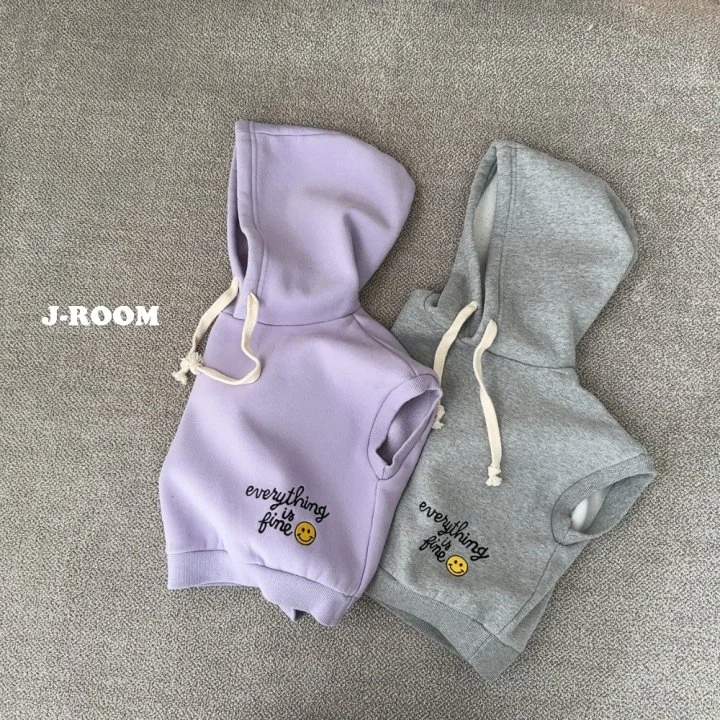 J-Room - Korean Children Fashion - #minifashionista - Lettering Embroidery Hood Vest - 2