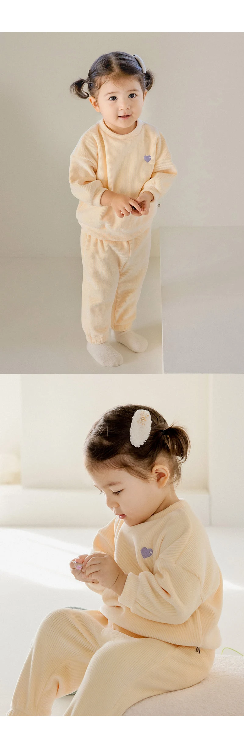 Kids Clara - Korean Baby Fashion - #babyoutfit - Amigo Double Veloa Baby Setup_Yellow - 8