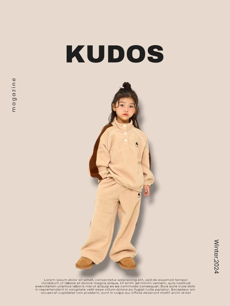 Kudos - Korean Children Fashion - #kidsshorts - Fleece Top Bottom Set - 2