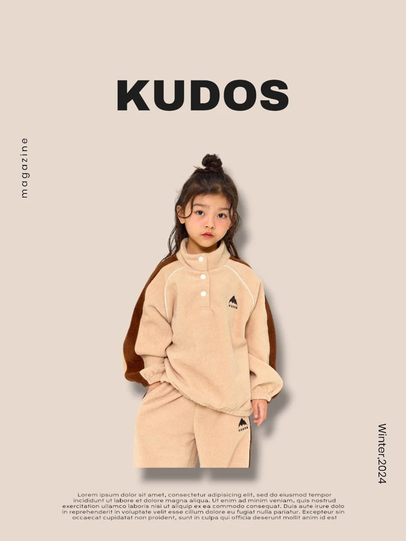 Kudos - Korean Children Fashion - #littlefashionista - Fleece Top Bottom Set - 6