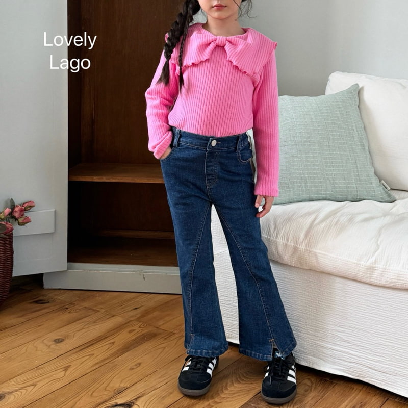 Lago - Korean Children Fashion - #discoveringself - Slit Ribbon Bootcut Pants - 7