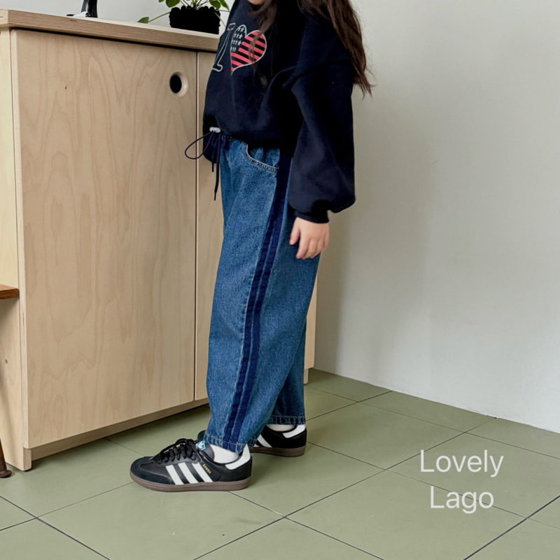 Lago - Korean Children Fashion - #magicofchildhood - Rouge Line Denim Pants - 8