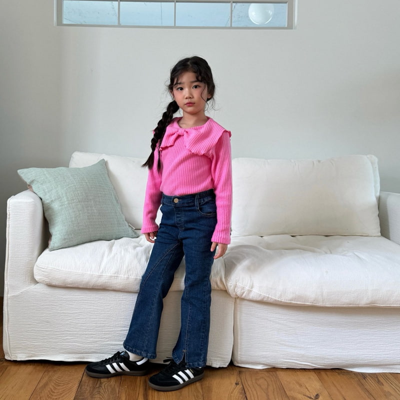 Lago - Korean Children Fashion - #stylishchildhood - Slit Ribbon Bootcut Pants - 3