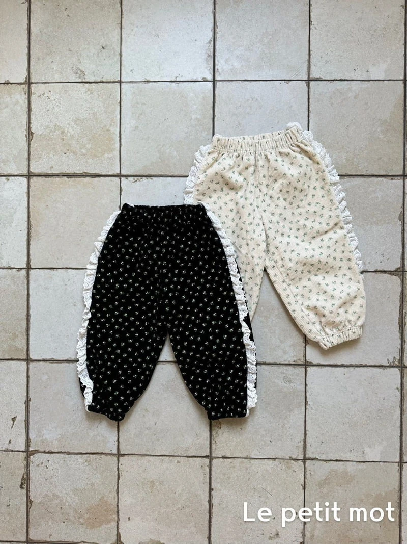 Le petitmot - Korean Children Fashion - #designkidswear - Flower Waffle Lace Pants