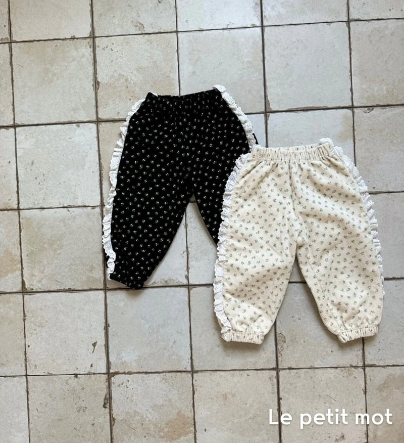 Le petitmot - Korean Children Fashion - #discoveringself - Flower Waffle Lace Pants - 2