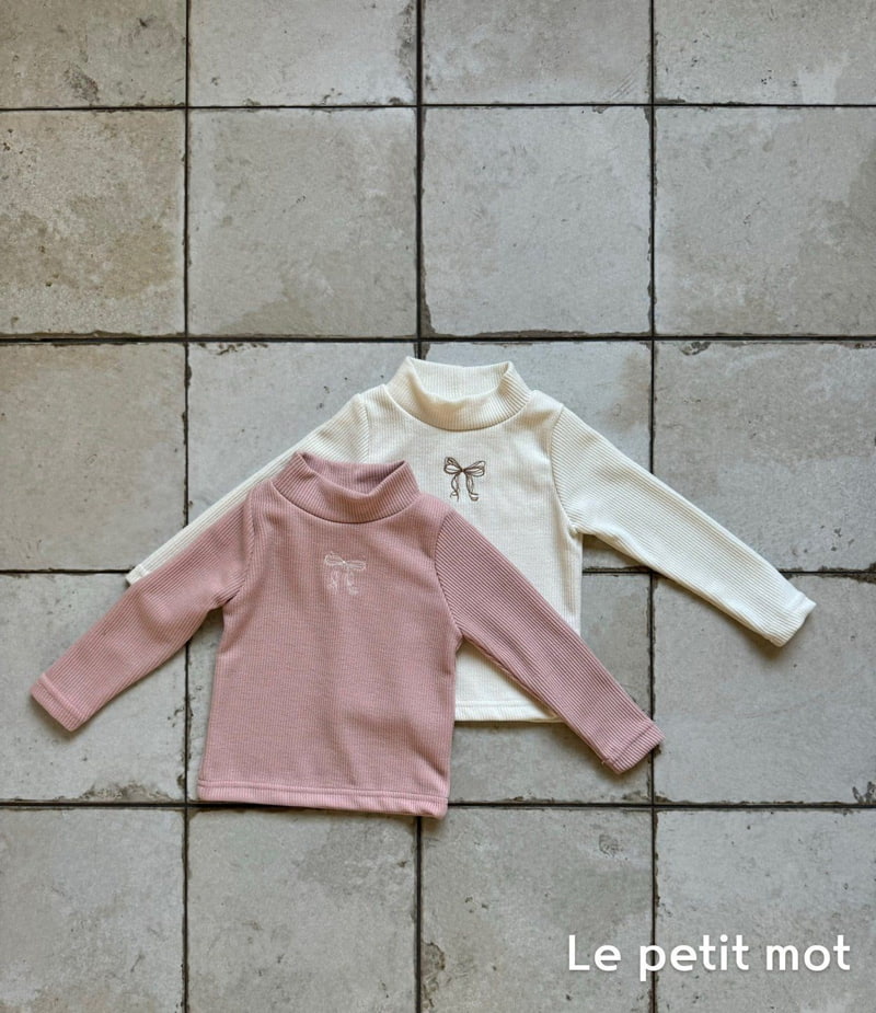 Le petitmot - Korean Children Fashion - #littlefashionista - Ribbon Embroidery Turtleneck Tee - 11