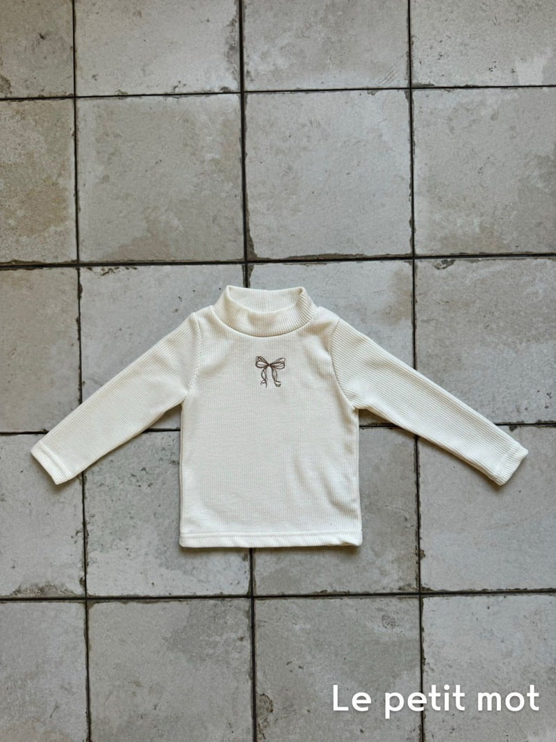 Le petitmot - Korean Children Fashion - #stylishchildhood - Ribbon Embroidery Turtleneck Tee