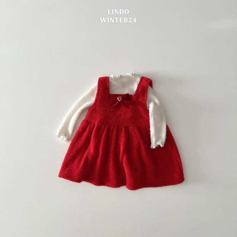 Lindo - Korean Baby Fashion - #babygirlfashion - Jewelry Mini Red One-piece - 3