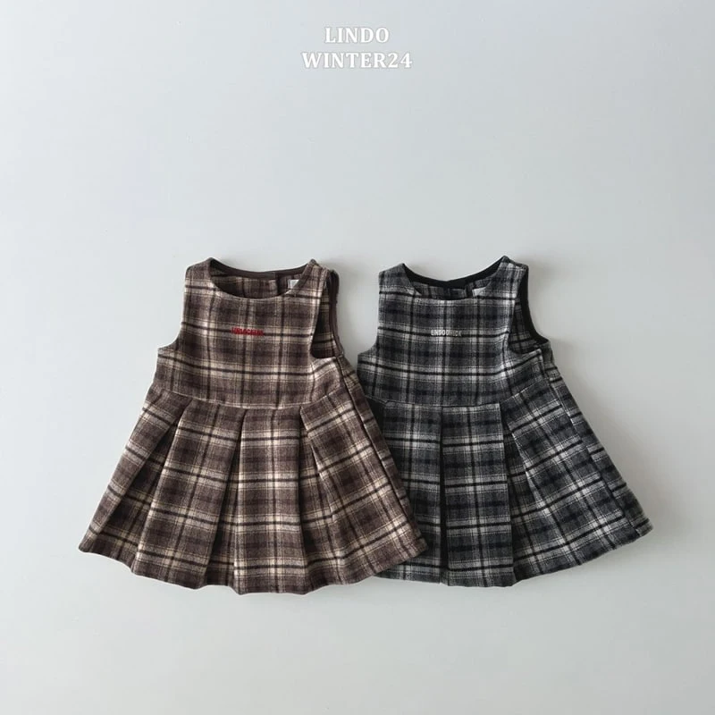 Lindo - Korean Baby Fashion - #babyoninstagram - Check Pleated One-piece