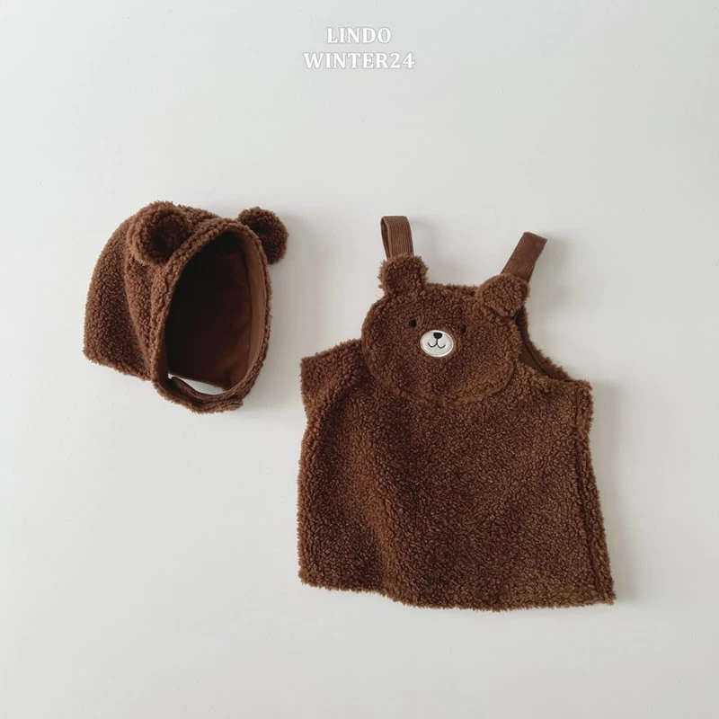 Lindo - Korean Baby Fashion - #babyootd - Bear Suspenders One-piece - 4