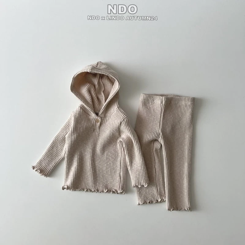 Lindo - Korean Baby Fashion - #babyoutfit - Rib Hoody Set - 4