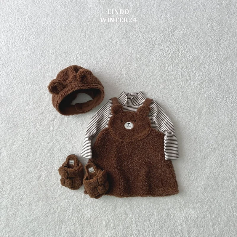 Lindo - Korean Baby Fashion - #onlinebabyboutique - Bear Suspenders One-piece - 7