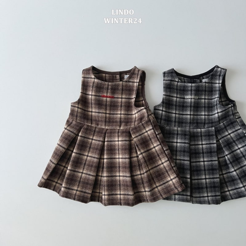 Lindo - Korean Baby Fashion - #onlinebabyboutique - Check Pleated One-piece - 6