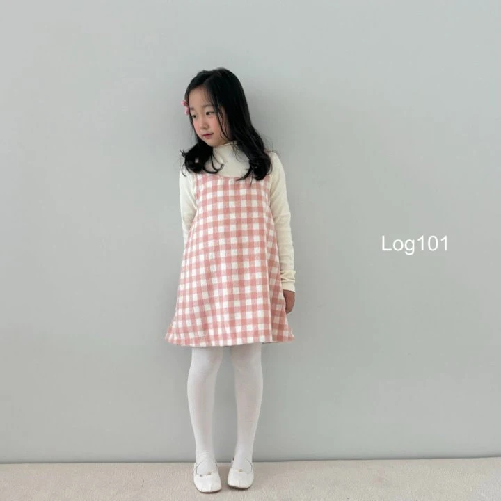 Log101 - Korean Children Fashion - #Kfashion4kids - Pale Checker One-piece - 2