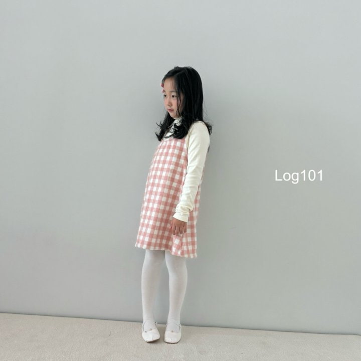 Log101 - Korean Children Fashion - #prettylittlegirls - Pale Checker One-piece - 6