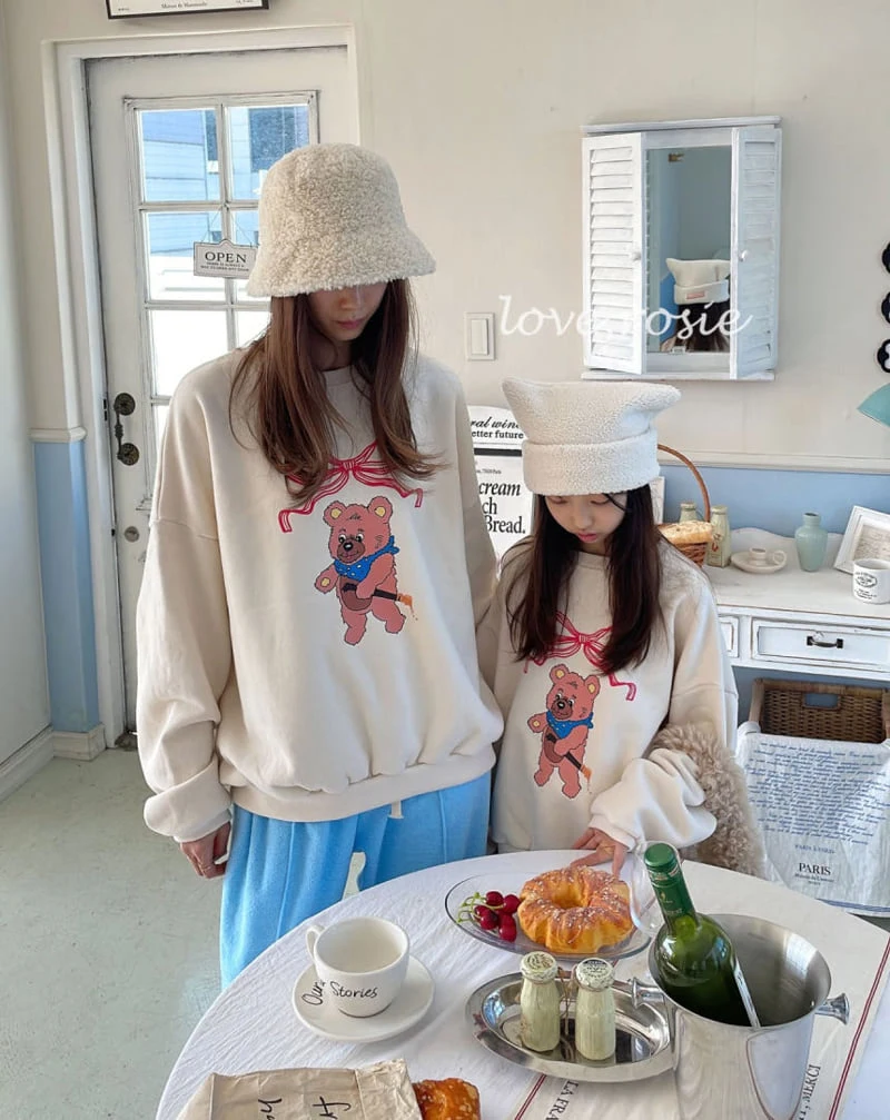 Love Rosie - Korean Children Fashion - #todddlerfashion - Bear Ribbon Sweatshirts with Mom - 5