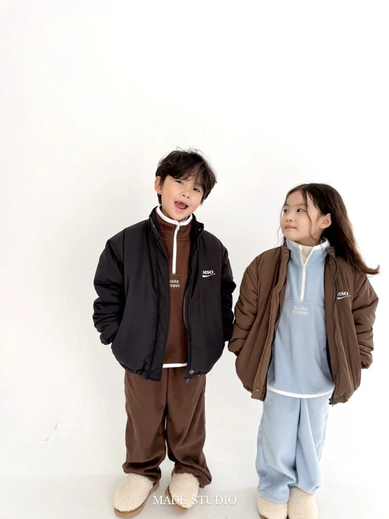 Made Studio - Korean Children Fashion - #discoveringself - Fleece Half Zip-up - 4