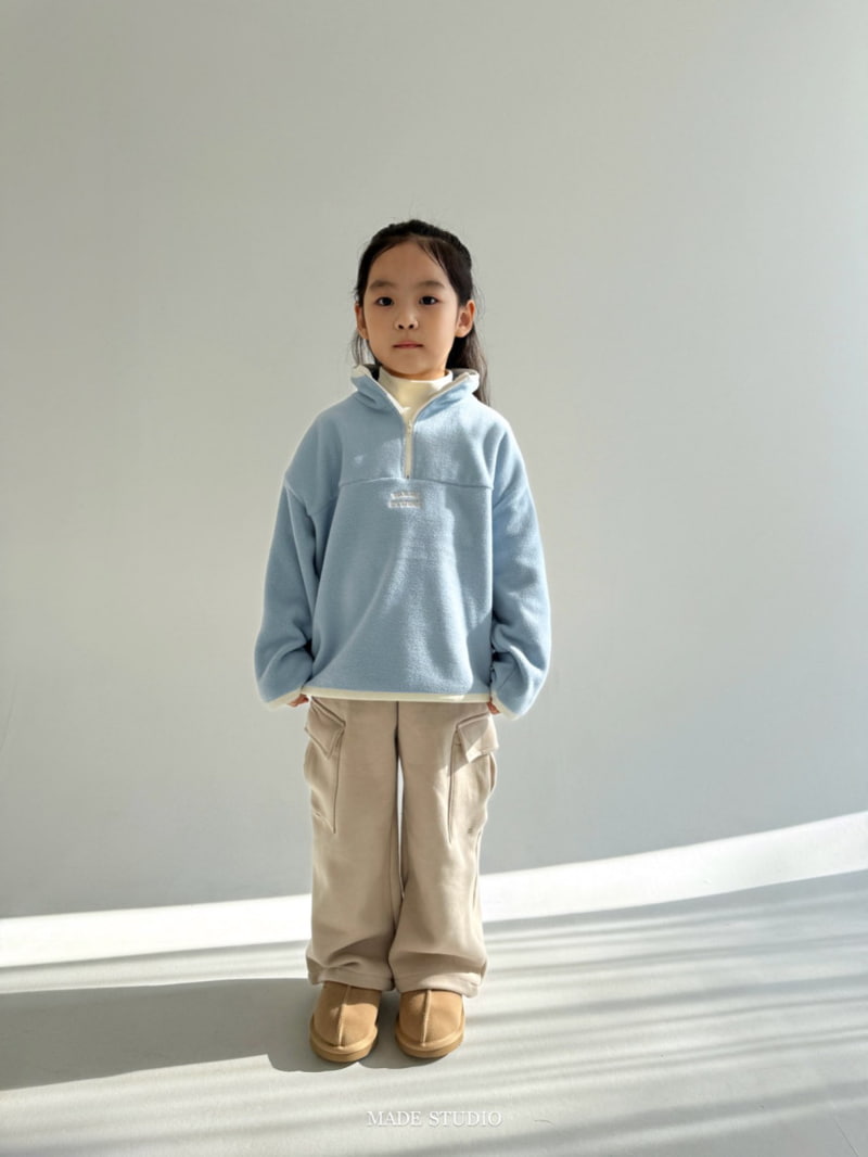 Made Studio - Korean Children Fashion - #kidsshorts - Fleece Half Zip-up - 5