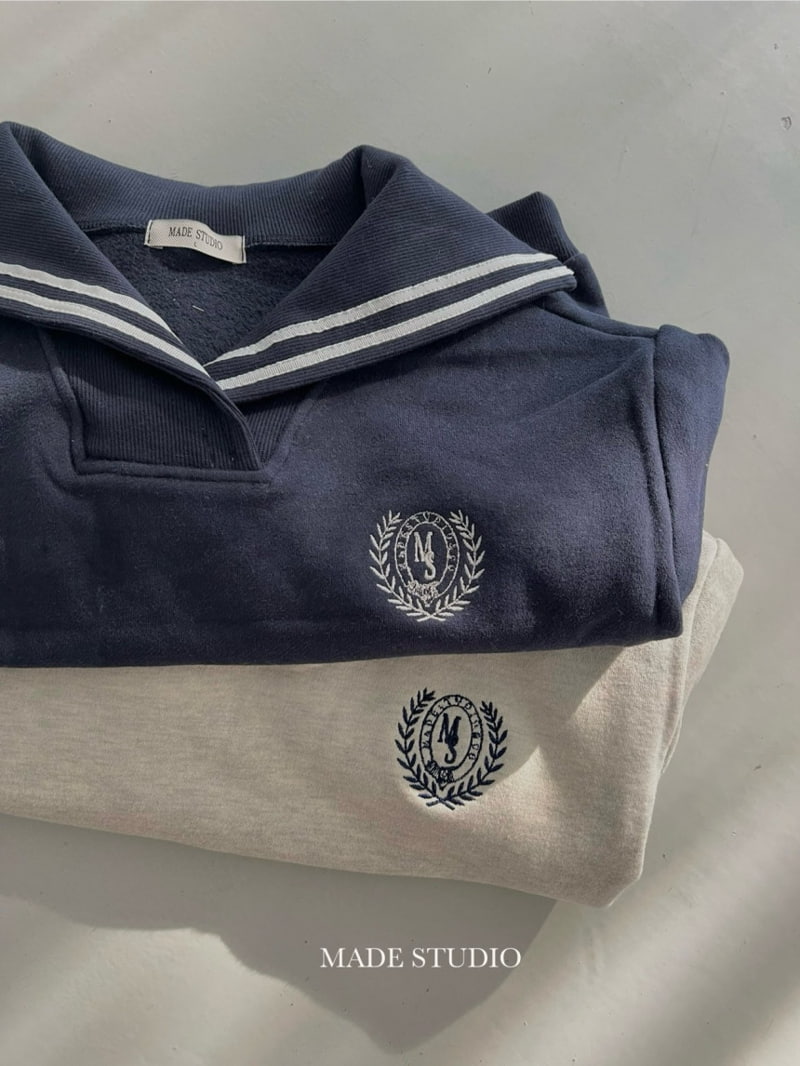 Made Studio - Korean Children Fashion - #toddlerclothing - Sailor Collar Sweatshirt - 8