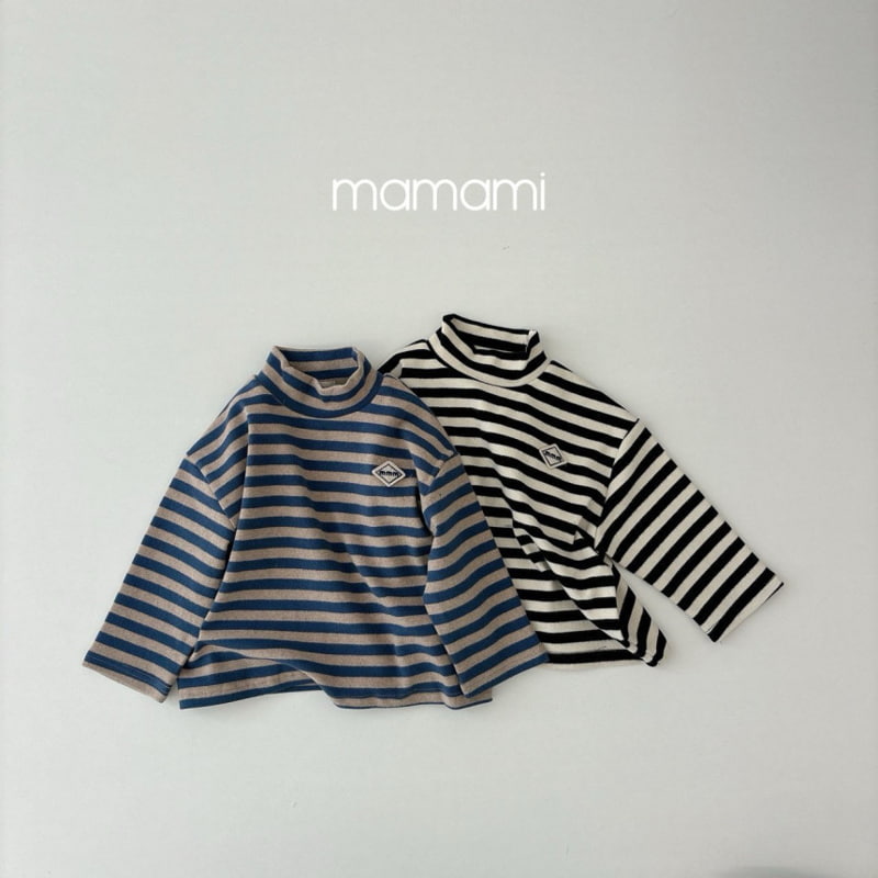 Mamami - Korean Children Fashion - #childrensboutique - Hug Stripe Turtleneck Tee