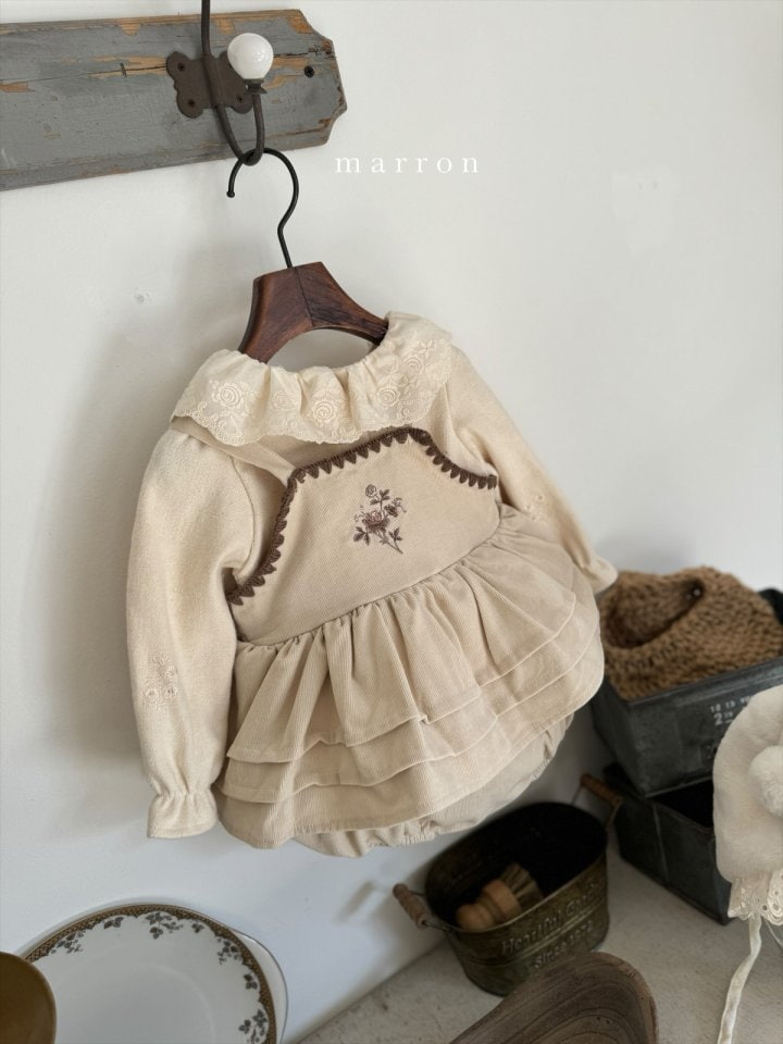 Marron - Korean Baby Fashion - #babyboutique - Rose Embroidery Boydsuit