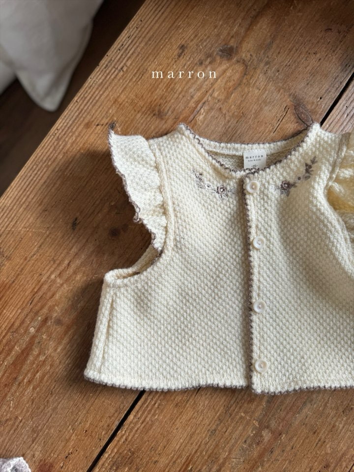 Marron - Korean Baby Fashion - #babyboutique - Embroidery Knit Vest - 3