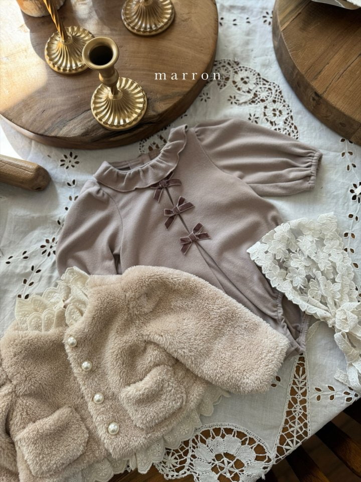 Marron - Korean Baby Fashion - #babyboutiqueclothing - Ribbon Frill Bodysuit - 11