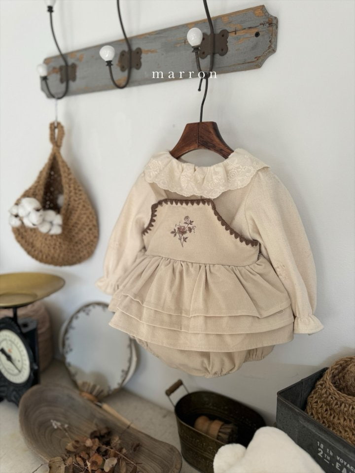 Marron - Korean Baby Fashion - #babyboutiqueclothing - Rose Embroidery Boydsuit - 2