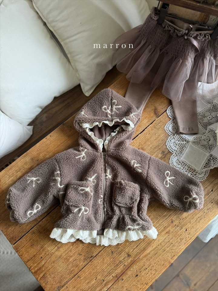 Marron - Korean Baby Fashion - #babyboutiqueclothing - Ribbon Hood Zip-up Jacket - 8