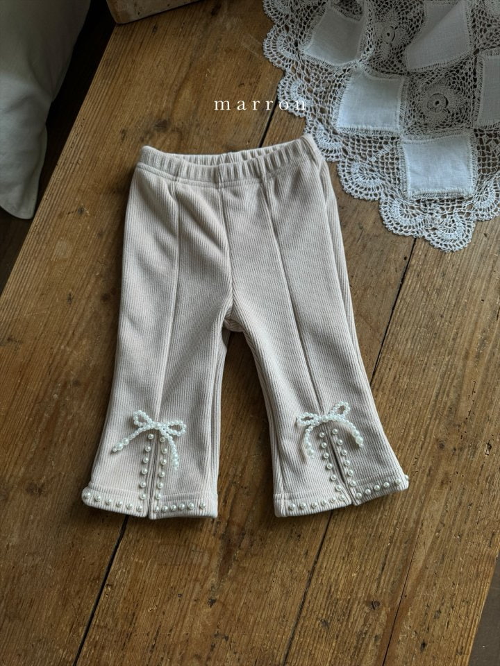 Marron - Korean Baby Fashion - #babyboutiqueclothing - Pearl Ribbon Pants - 6