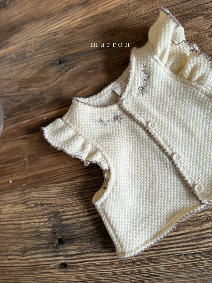 Marron - Korean Baby Fashion - #babyclothing - Embroidery Knit Vest - 5