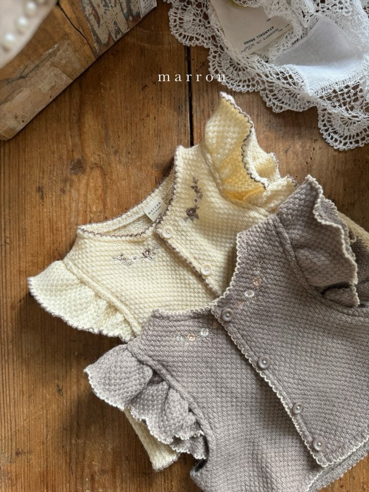 Marron - Korean Baby Fashion - #babyfashion - Embroidery Knit Vest - 6